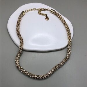 Gloria Vandebuilt sparkling crystals mesh tennis choker collar evening necklace